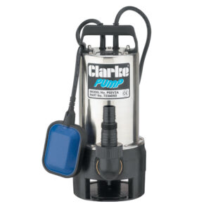 Clarke PSSV2A 1Â½" 900W 208Lpm 8m Head Stainless Steel Submersible Dirty Water Pump with Float Switch (230V)