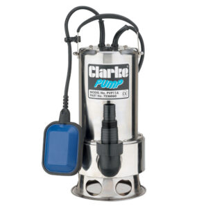 Clarke PVP11A 1Â½" 1100W 258Lpm 11m Head Submersible Stainless Steel Dirty Water Pump with Float Switch (230V)